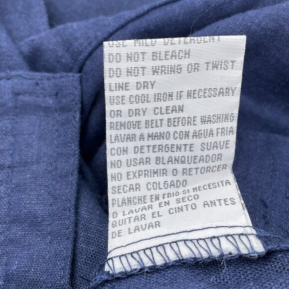 R &K Dress Women 14 Blue Shirt Button Linen Blend Lined Midi Classic - Picture 14 of 16